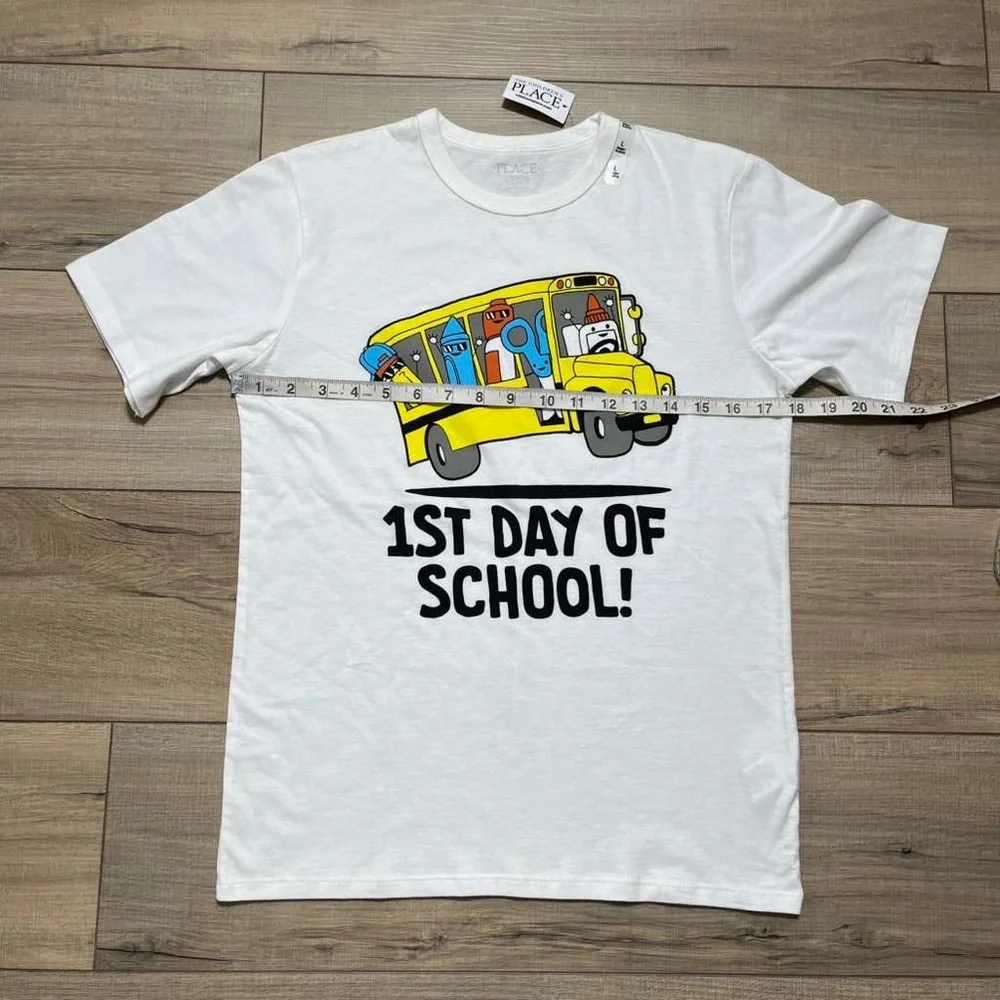 The Children’s Place Boys 1st Day Of School Short Sleeve Graphic Tee Large White